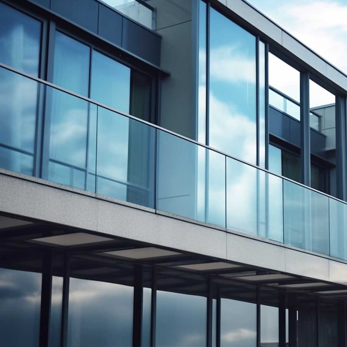 Custom architectural railings & balustrade systems on a modern building