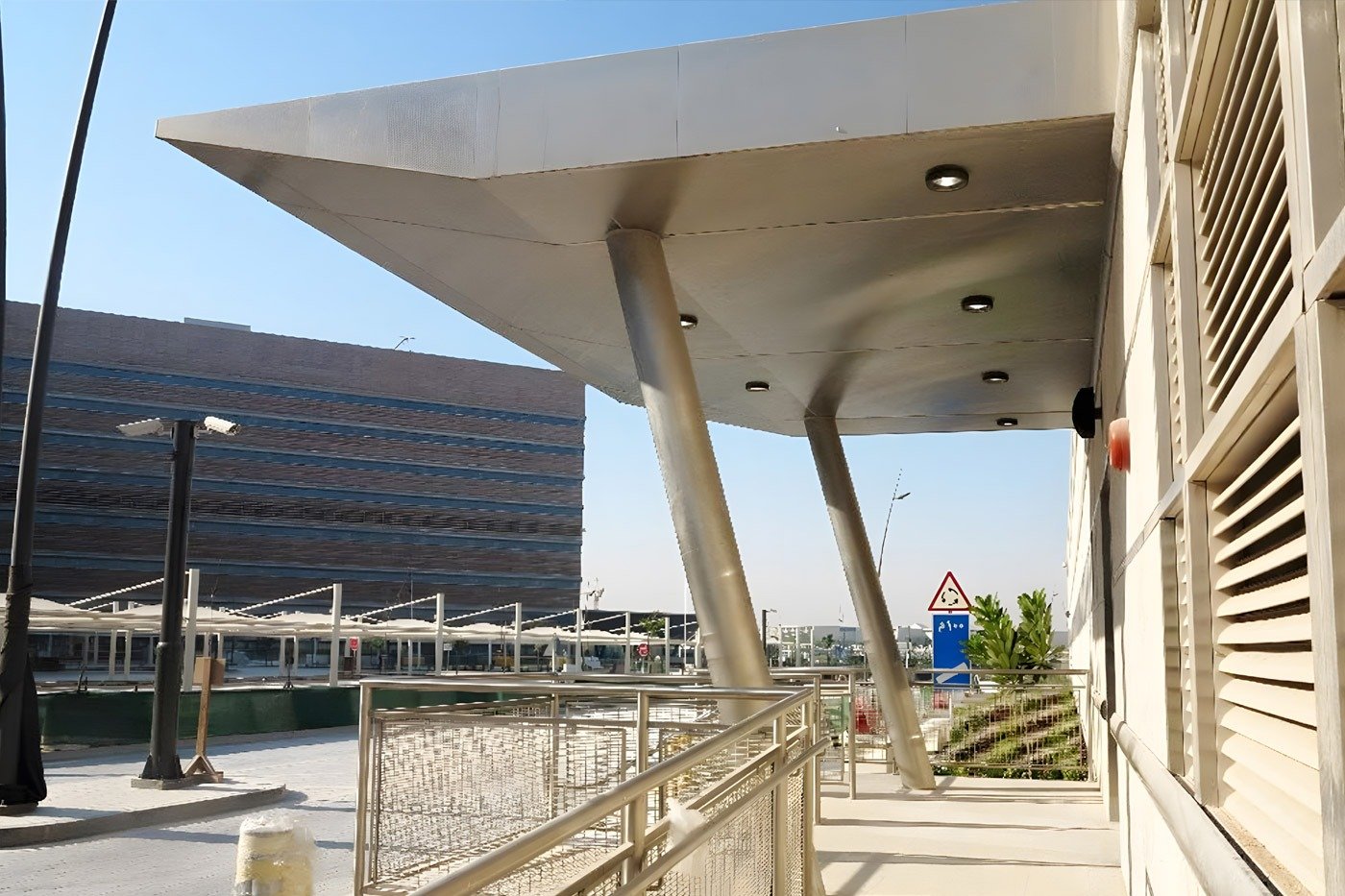 Stainless steel canopy and railing at Sidra Medical and Research Center
