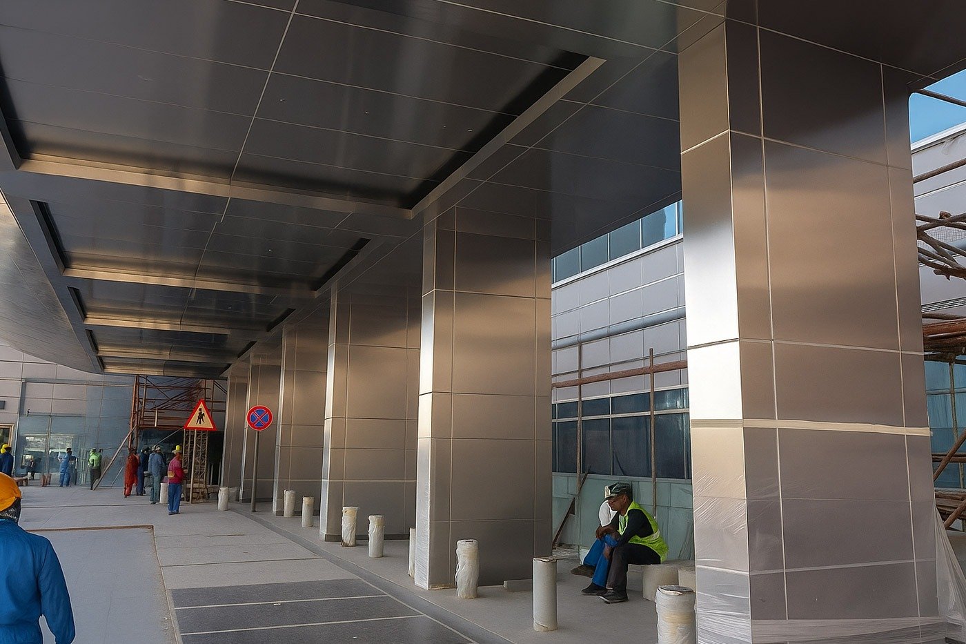 Stainless steel cladding at Sidra Medical and Research Center entrance
