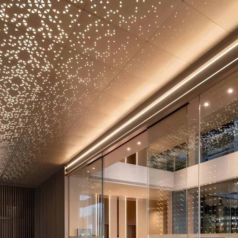 Laser-cut metal ceiling panels for modern architectural projects