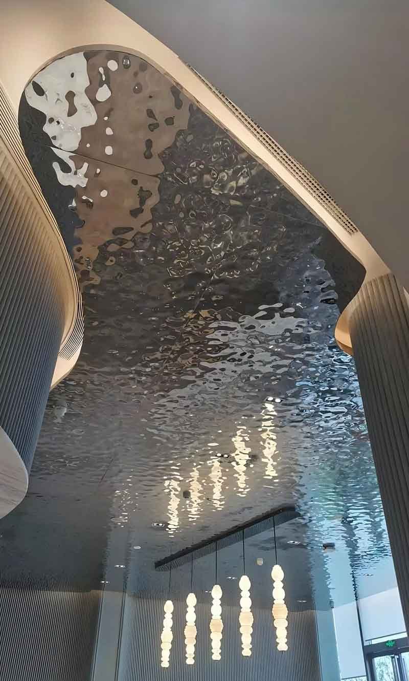 Customization options for embossed metal sheets showing various textures, finishes, and patterns for architectural and decorative applications