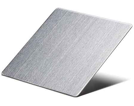 Hairline finish stainless steel facade panel with fine brushed surface texture