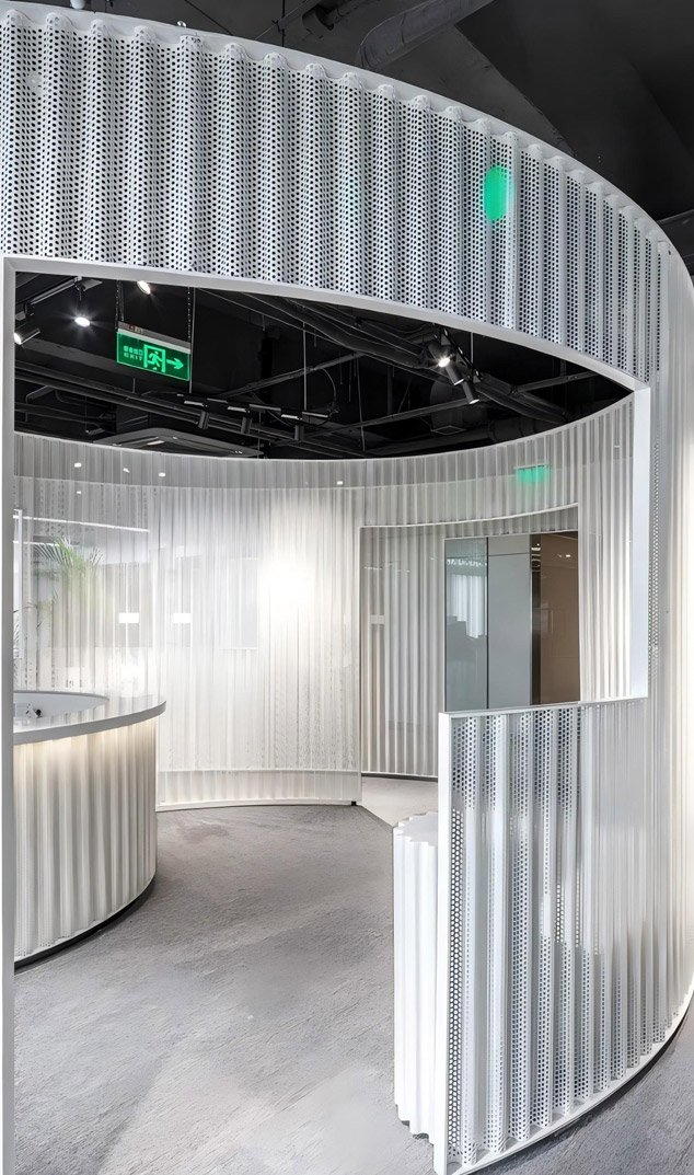 TBK Metal's corrugated stainless steel sheet metal project used in architectural facade and exterior cladding application