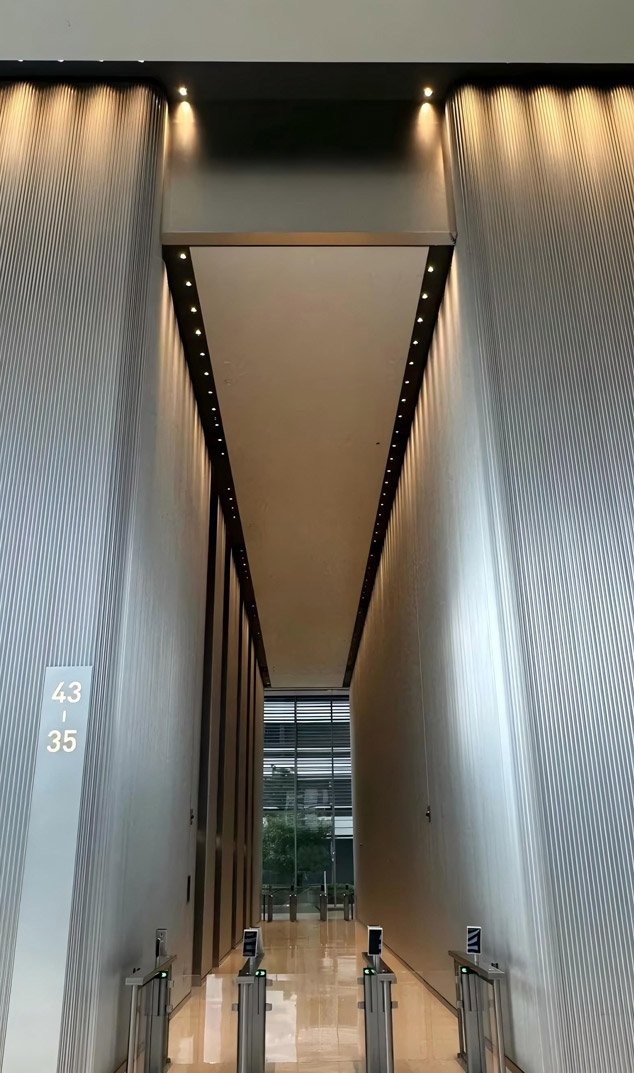 TBK Metal's corrugated metal wall panel project used in modern architectural facade and exterior wall cladding
