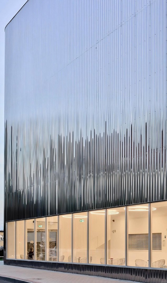 TBK Metal Australia corrugated stainless steel sheet metal project used in exterior architectural facade and cladding system