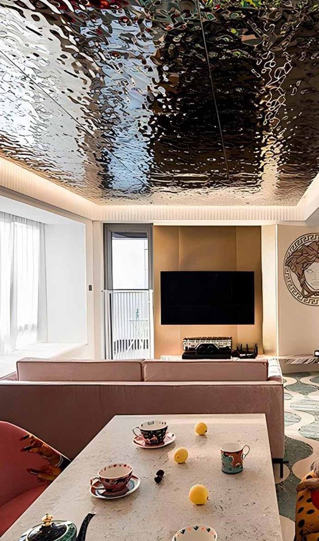 Water ripple stainless steel project with custom architectural interior application