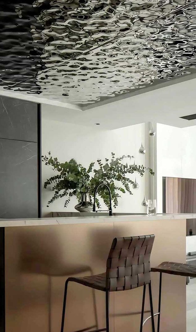 Water ripple stainless steel sheet project with custom decorative wall panel design