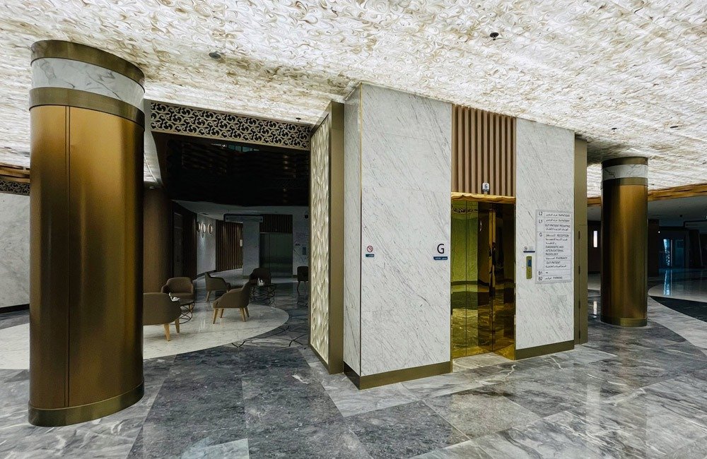 Custom stainless steel metalwork at Aman Hospital in Doha, Qatar