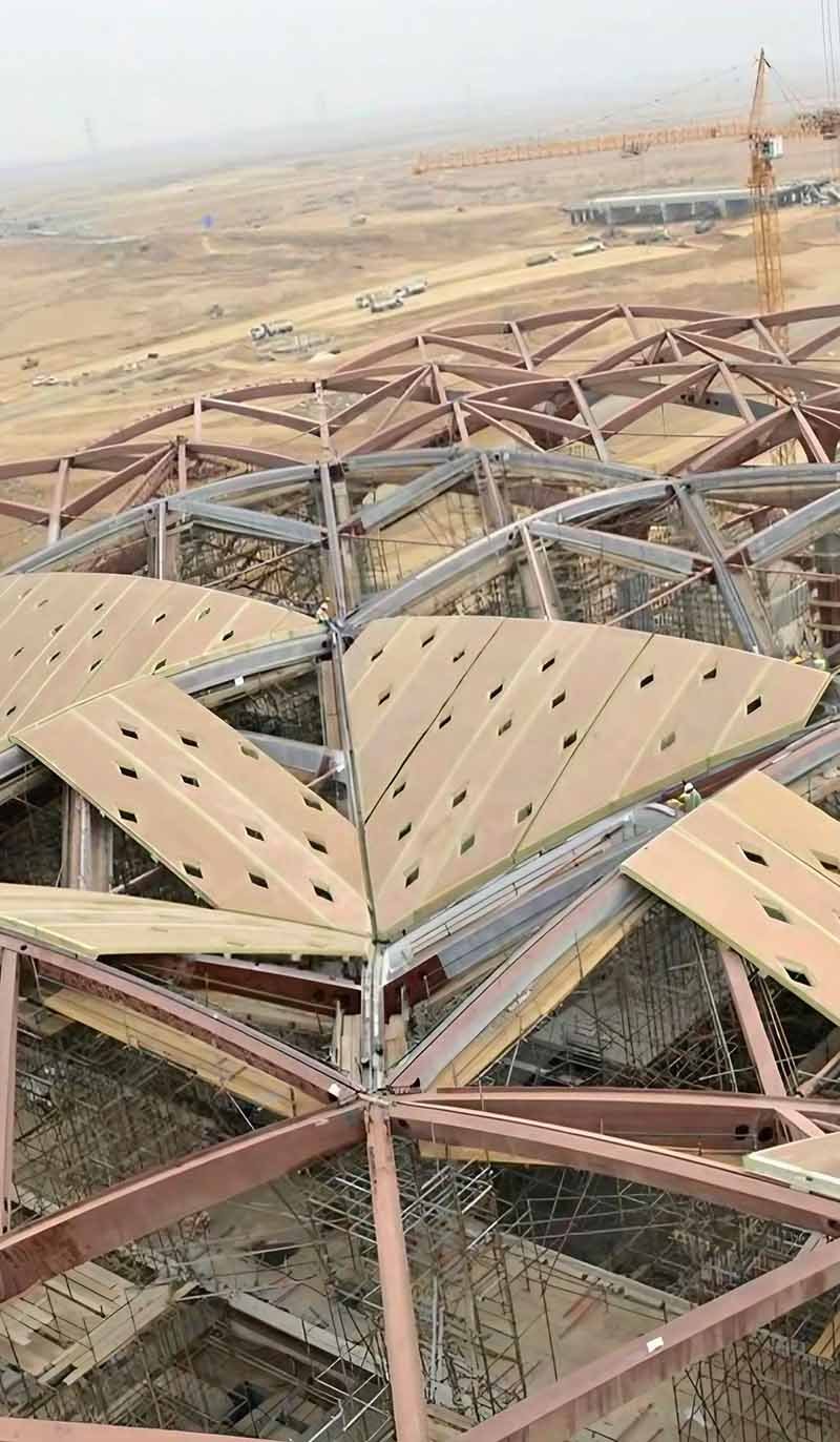 Custom metal roofing panels and profiles for train station and airport projects