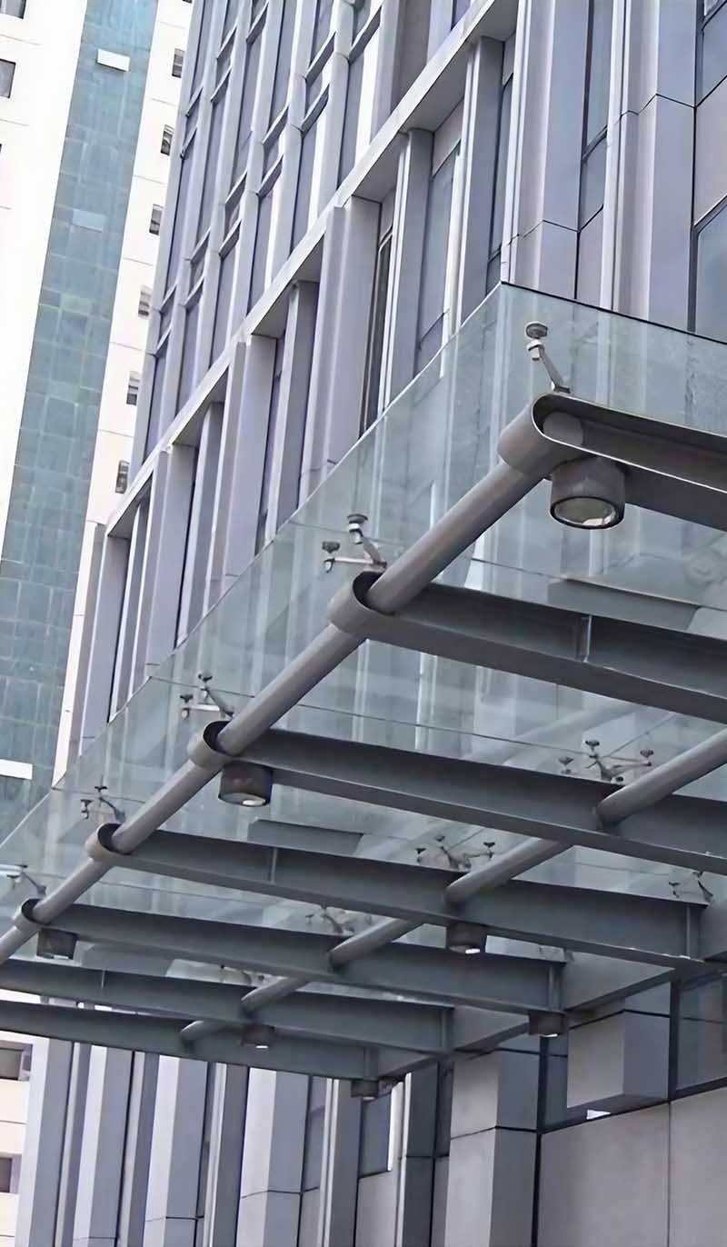 Customization options for a stainless steel glass canopy in architectural projects