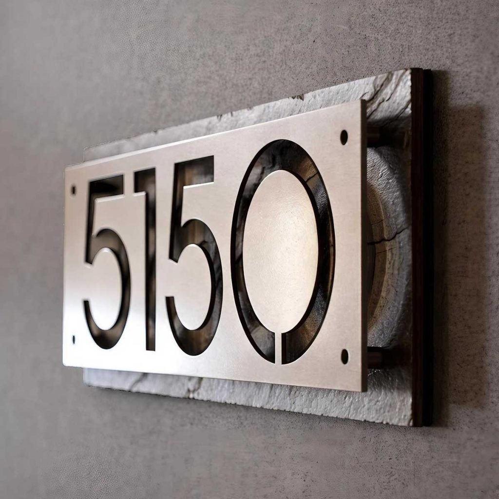Custom stainless steel signage solution for architectural identification