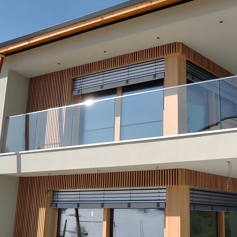 TBK Metal's frameless glass railing/balustrade systems with modern transparent design for balcony and staircase applications