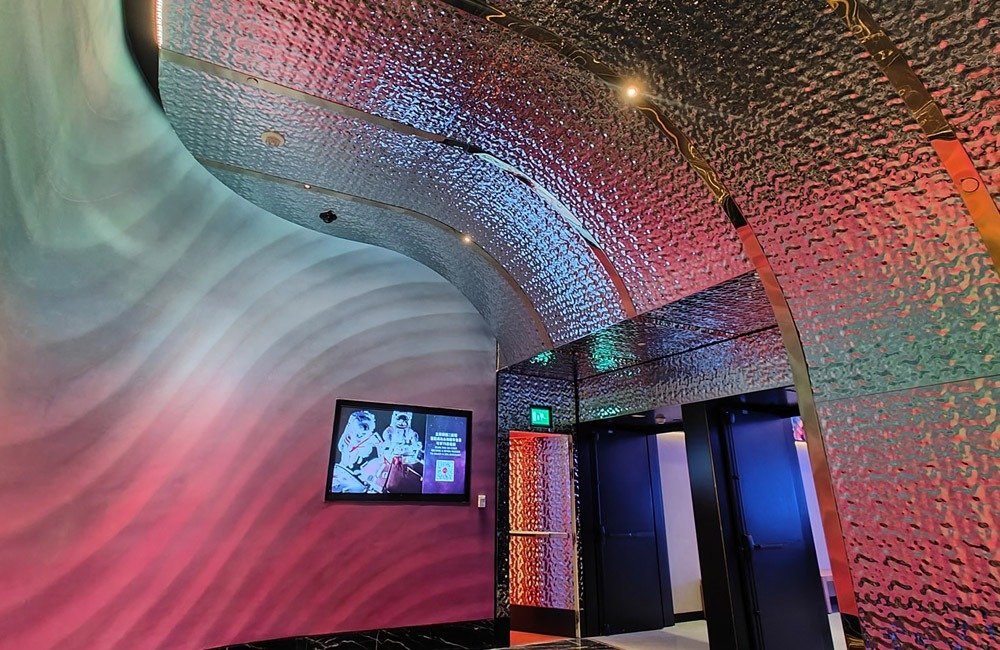 Wynn Resorts (Macau) S.A. featuring custom water ripple stainless steel panels