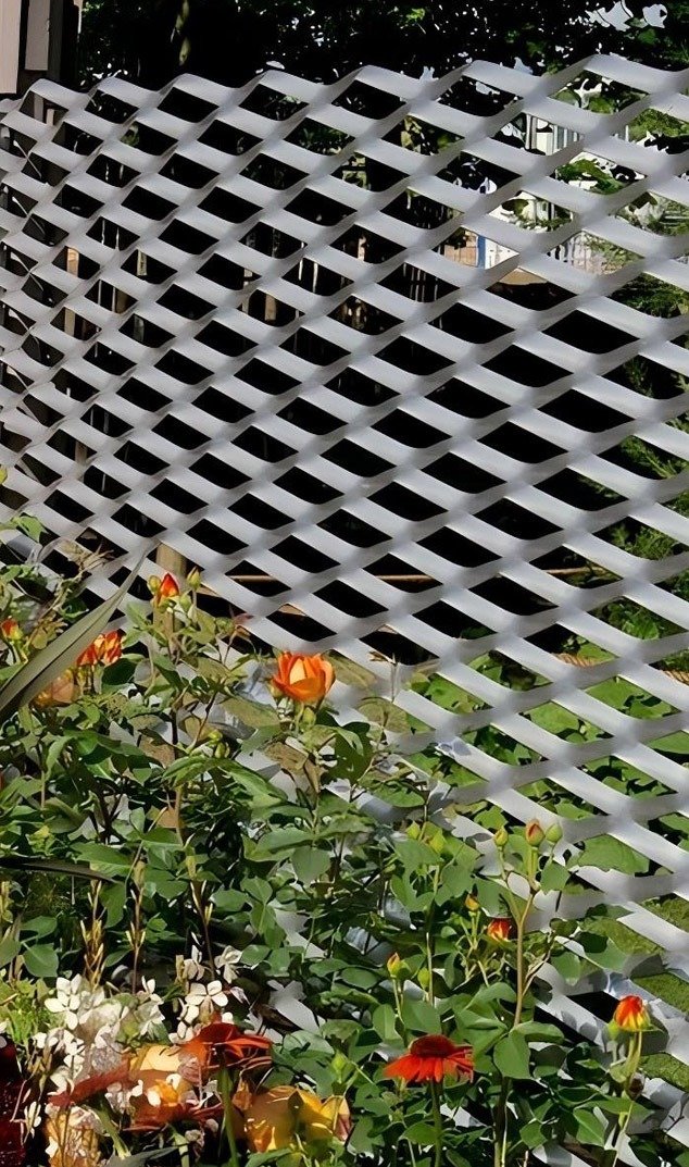 Expanded stainless steel mesh integrated into a modern architectural design