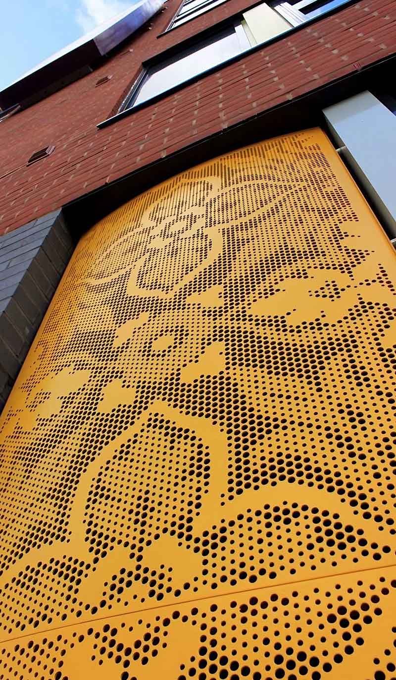 Laser-cut aluminium metal cladding panels used for architectural facade projects