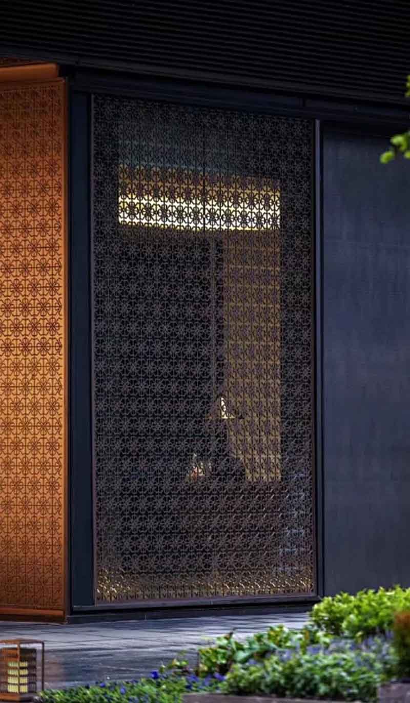 Laser-cut patterned aluminium facade cladding panels for modern architectural projects