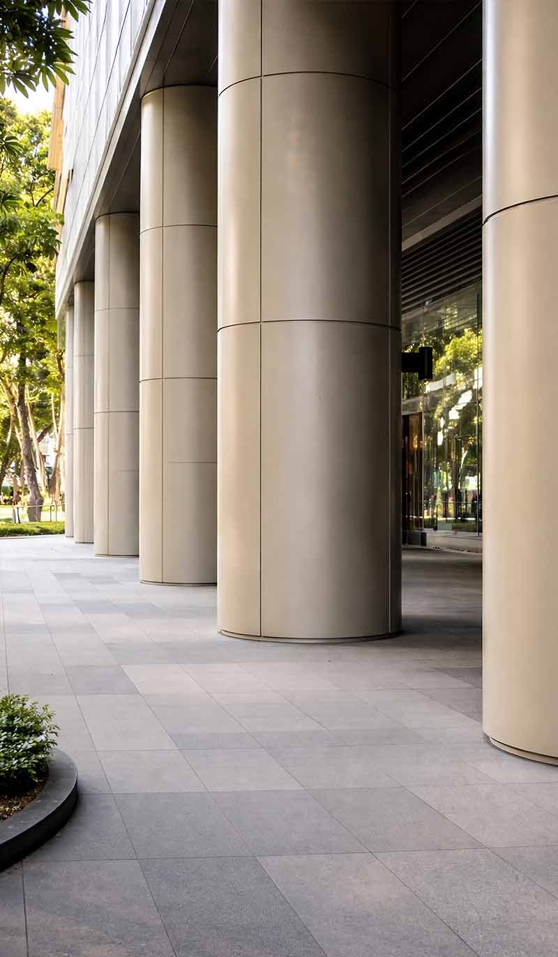Custom metal column wraps and covers for architectural applications
