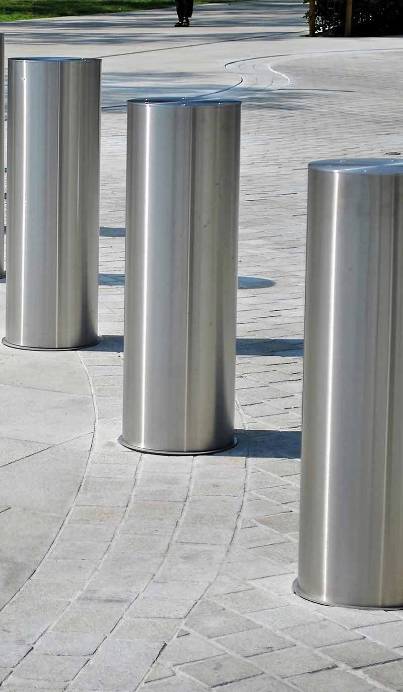 Stainless steel bollard posts used for security and access protection projects