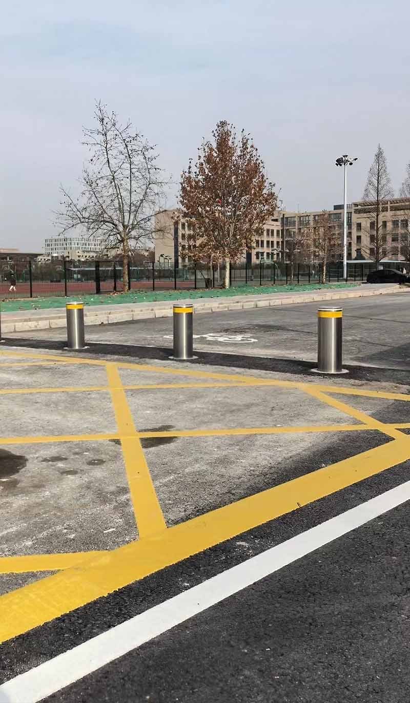 Stainless steel bollard posts for entrance security and pedestrian safety