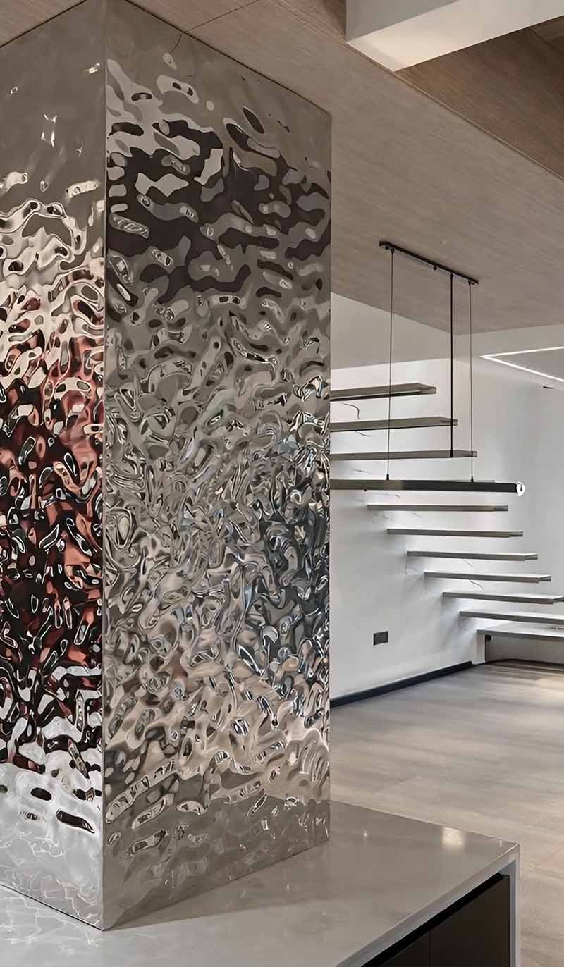 Stainless steel column covers and wraps for architectural applications