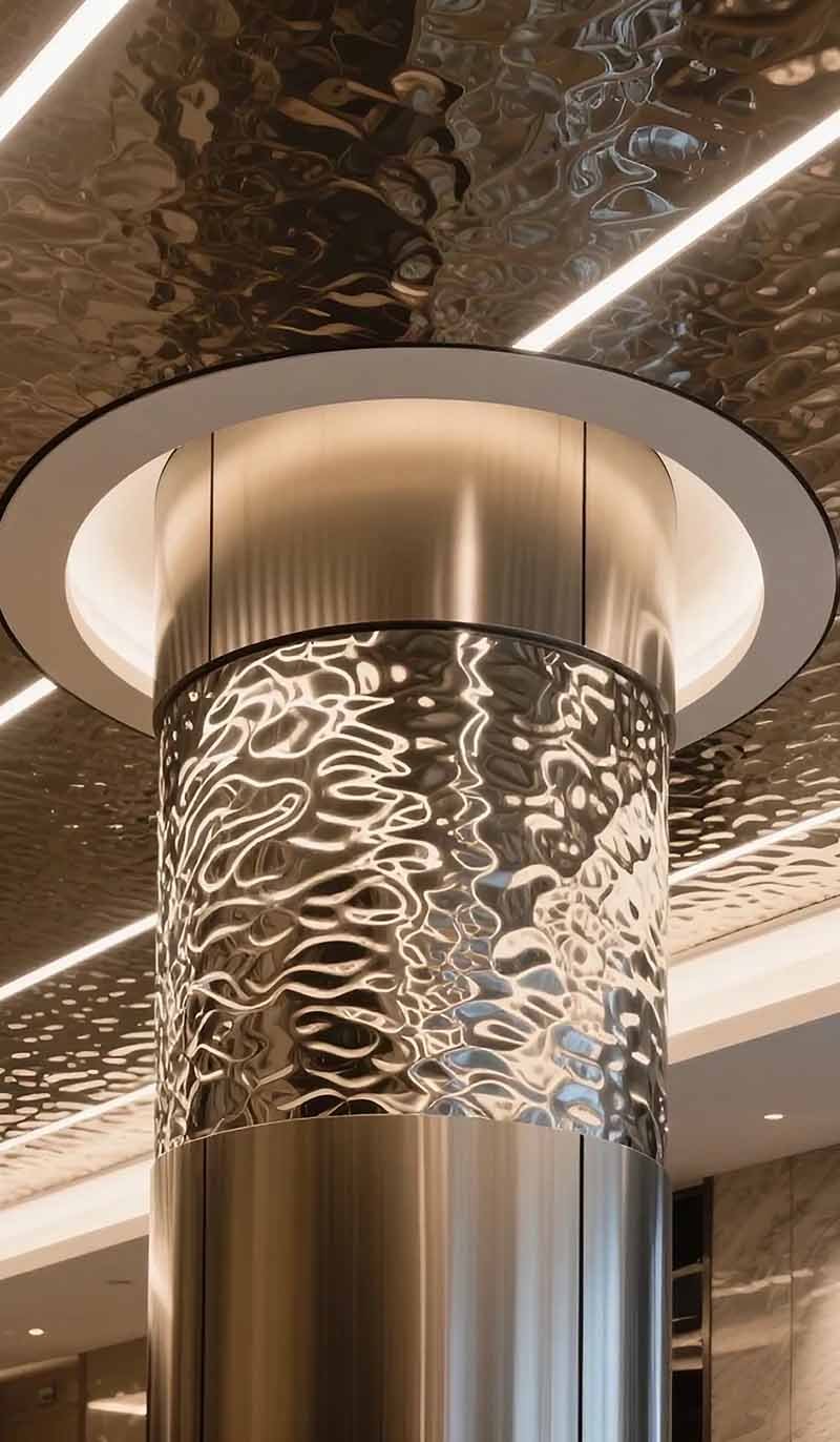 Stainless steel column covers and wraps for architectural projects