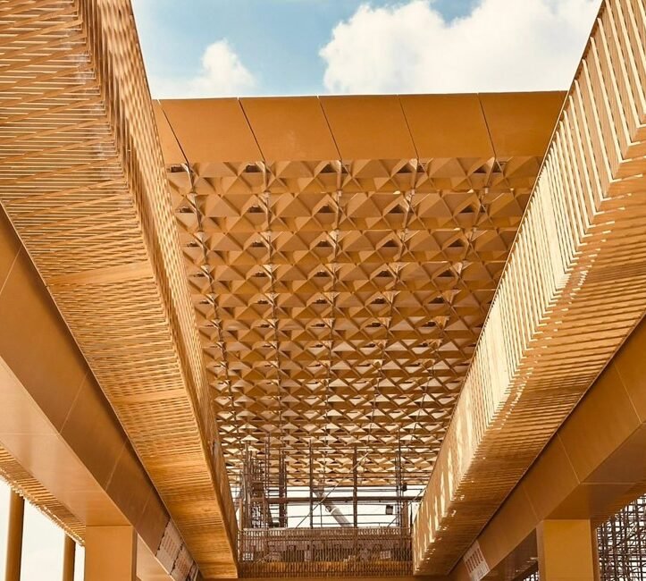 Sports Boulevard Riyadh pedestrian bridge structure with custom metal canopy and facade by TBK Metal