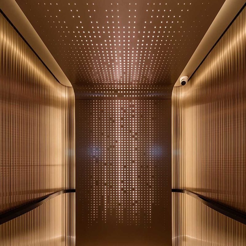 Custom stainless steel elevator ceiling panels for modern elevator interiors