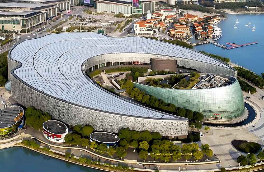 Suzhou Cultural and Arts Centre featuring a custom leaf blade facade with sculptural metal panels