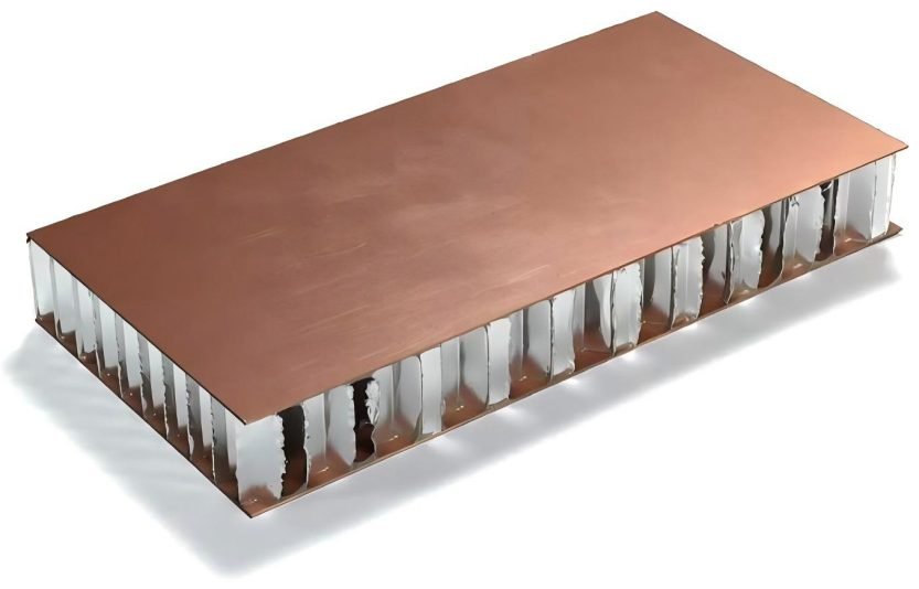 Copper facade and wall cladding panels presented in a contemporary architectural composition