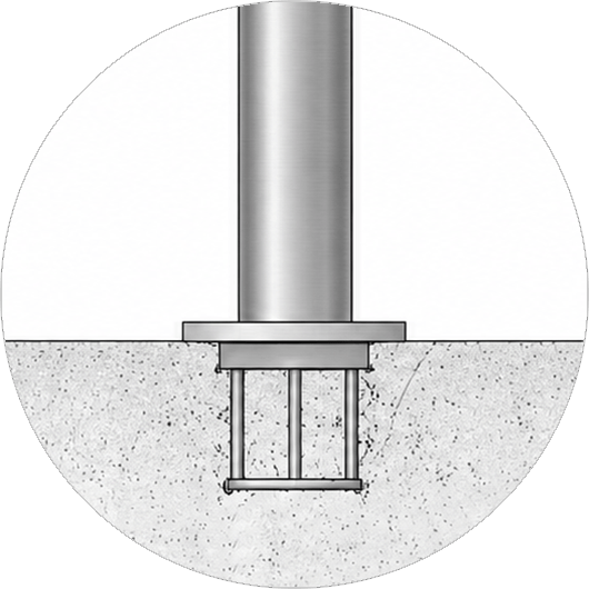 Core drill embedded fixed bollard installation for secure vehicle control