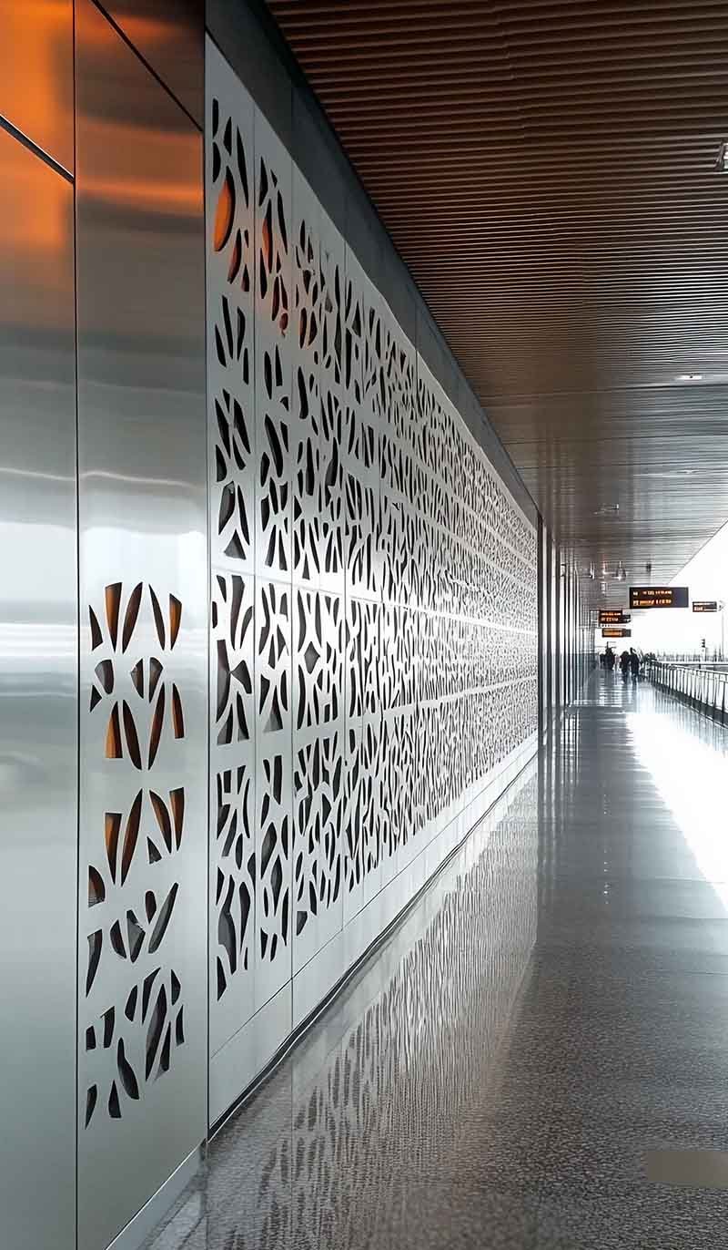 Customization options for stainless steel cladding facade panels with various finishes