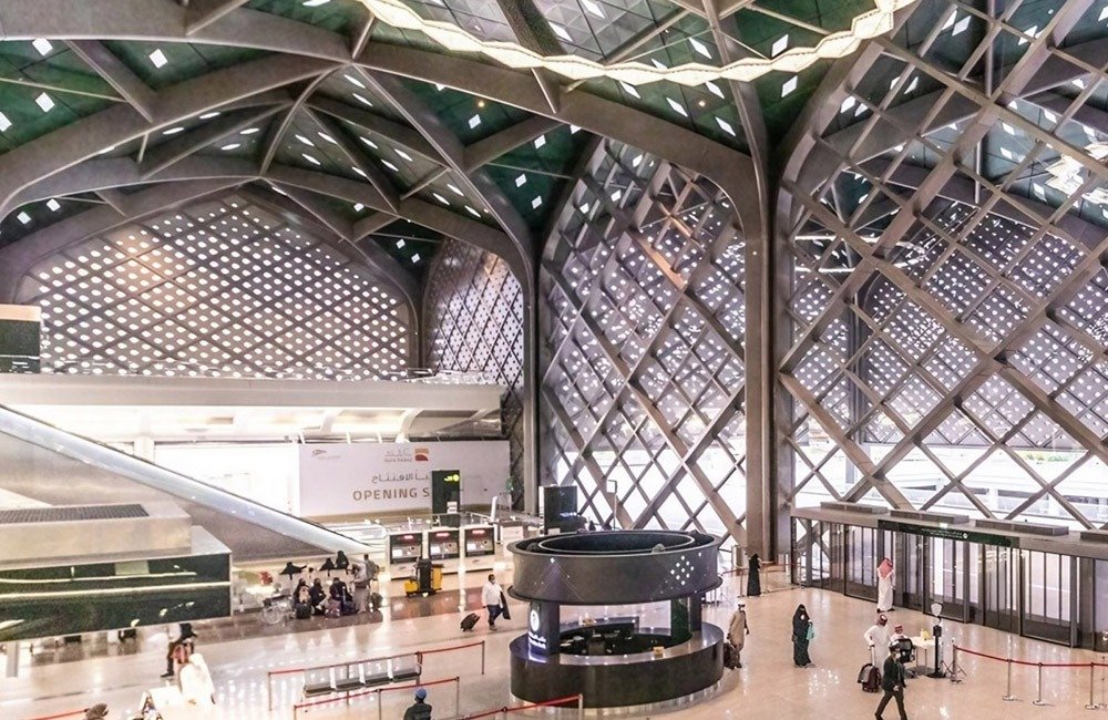 Stainless steel roofing and ceiling at KAEC Station of Haramain High-Speed Railway