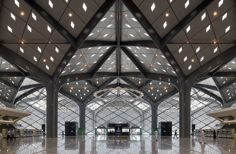 Stainless steel ceiling and roofing at KAEC Station of Haramain High-Speed Railway