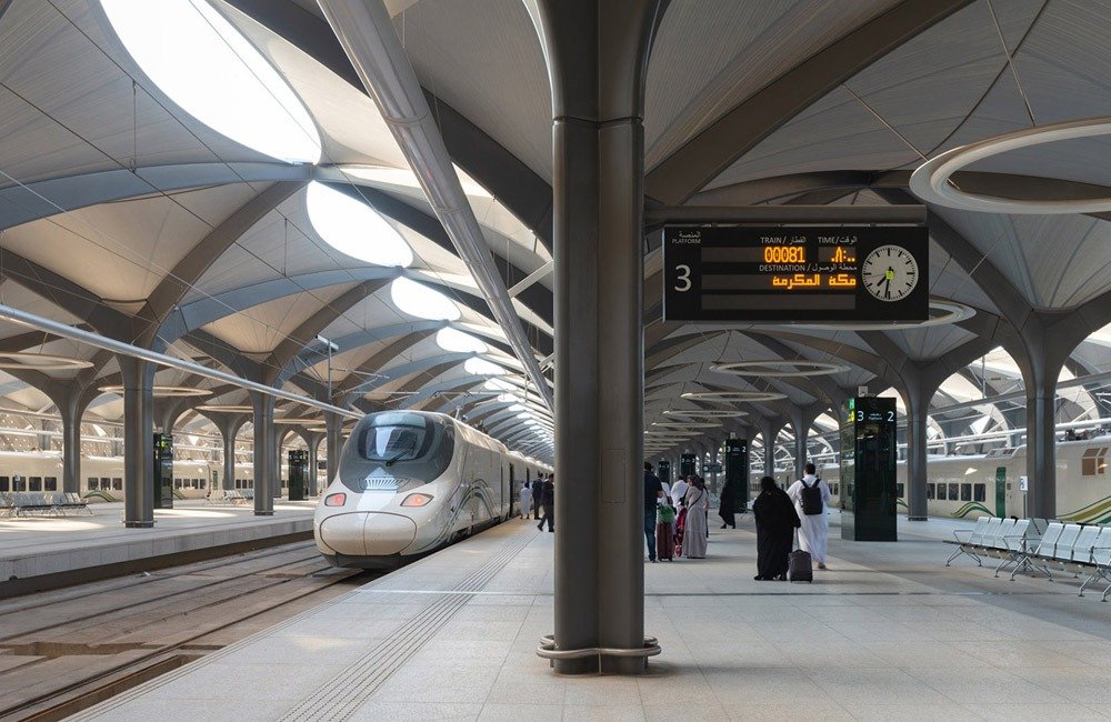 Stainless steel roofing and ceiling at KAEC Station of Haramain High-Speed Railway
