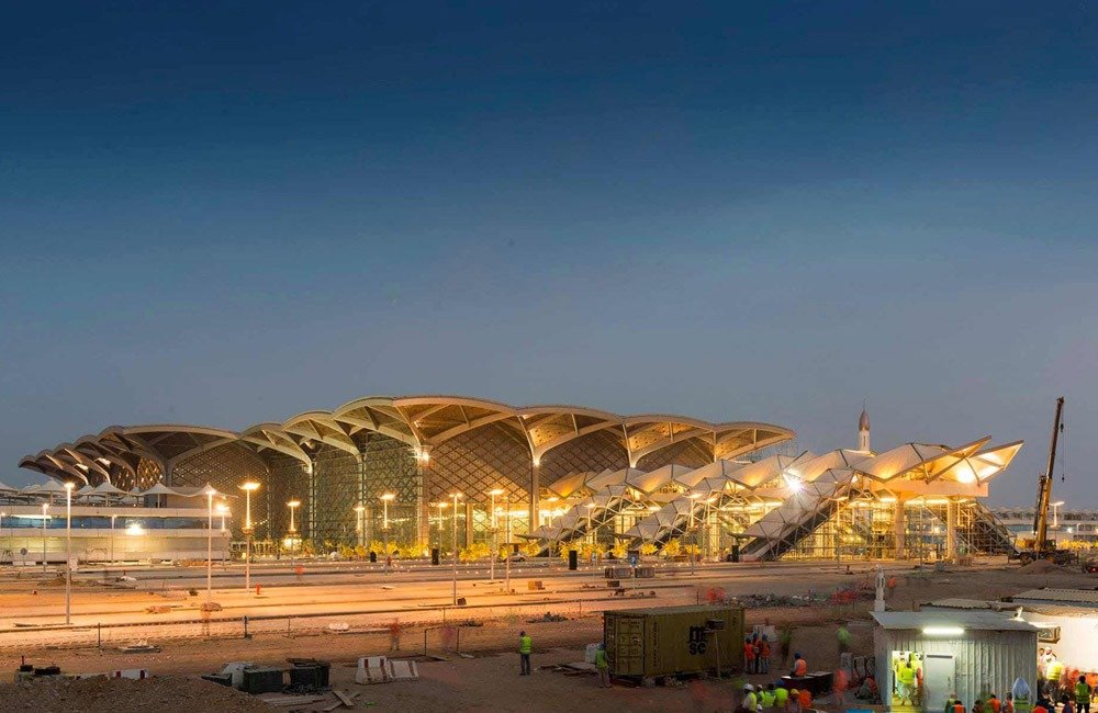 Stainless steel roofing and ceiling at KAEC Station of Haramain High-Speed Railway