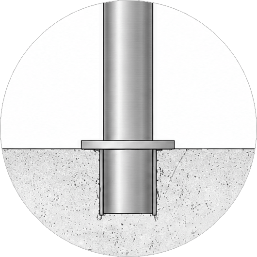 In-ground socket stainless steel fixed bollards with removable installation system