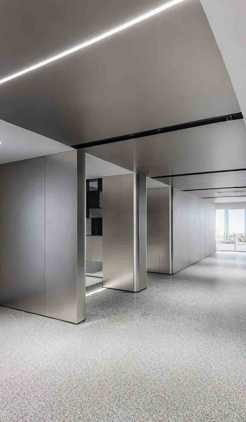Architectural aluminium composite facade wall panels on contemporary building exterior
