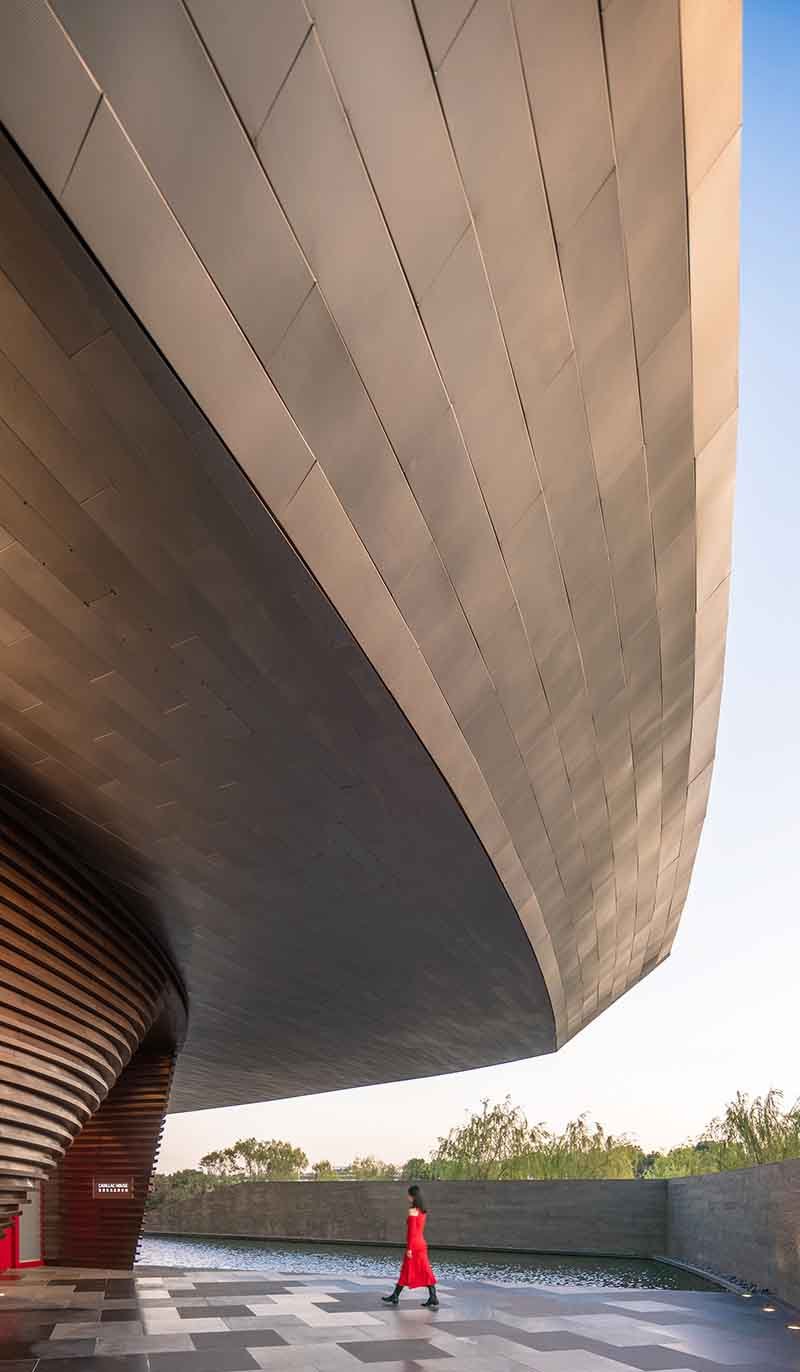 TBK Metal stainless steel wall cladding installed on modern architectural facade project exterior building surface