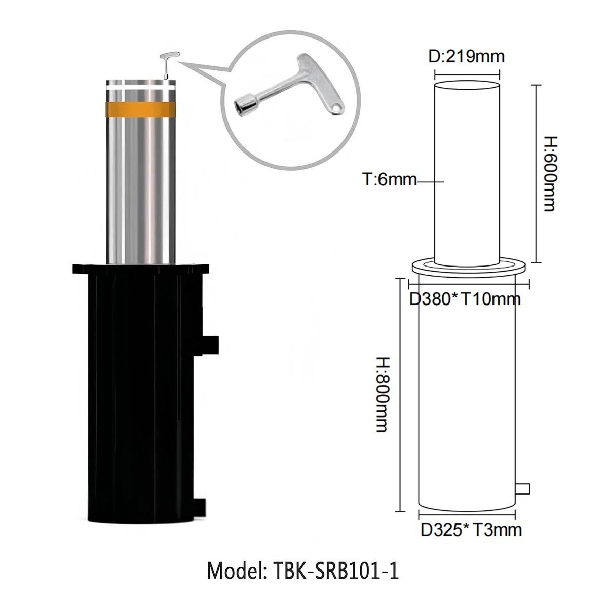 Hydraulic retractable bollard specifications and dimensions
