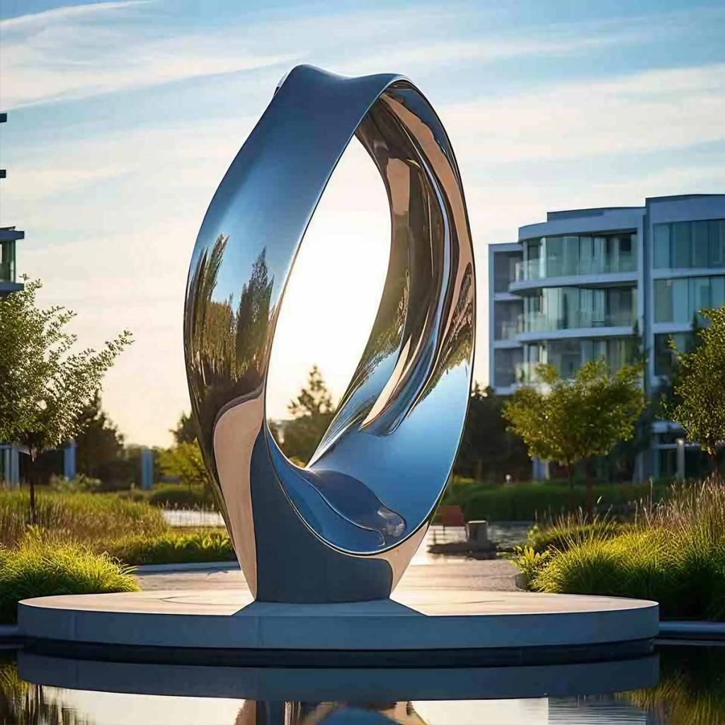 Stainless steel sculpture with a distinctive custom form for architecture