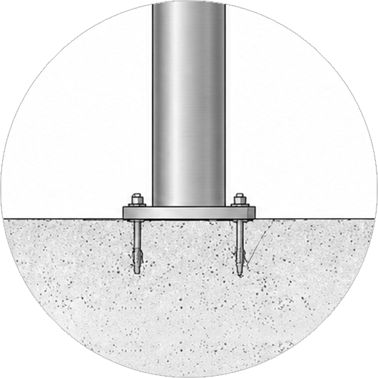 Surface mounted fixed bollard installation for vehicle protection