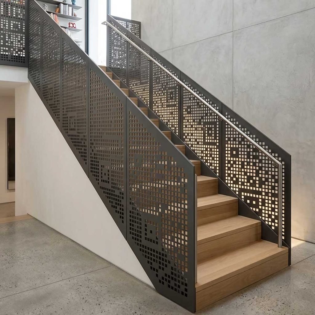 Custom CNC laser-cut metal railing and balustrade design