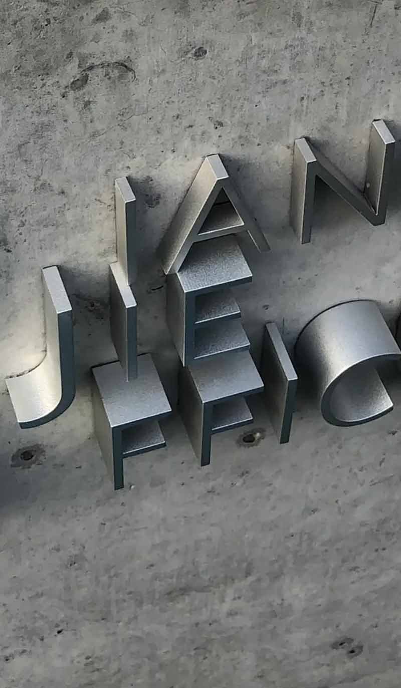 Custom stainless steel letters with different finishes and design options
