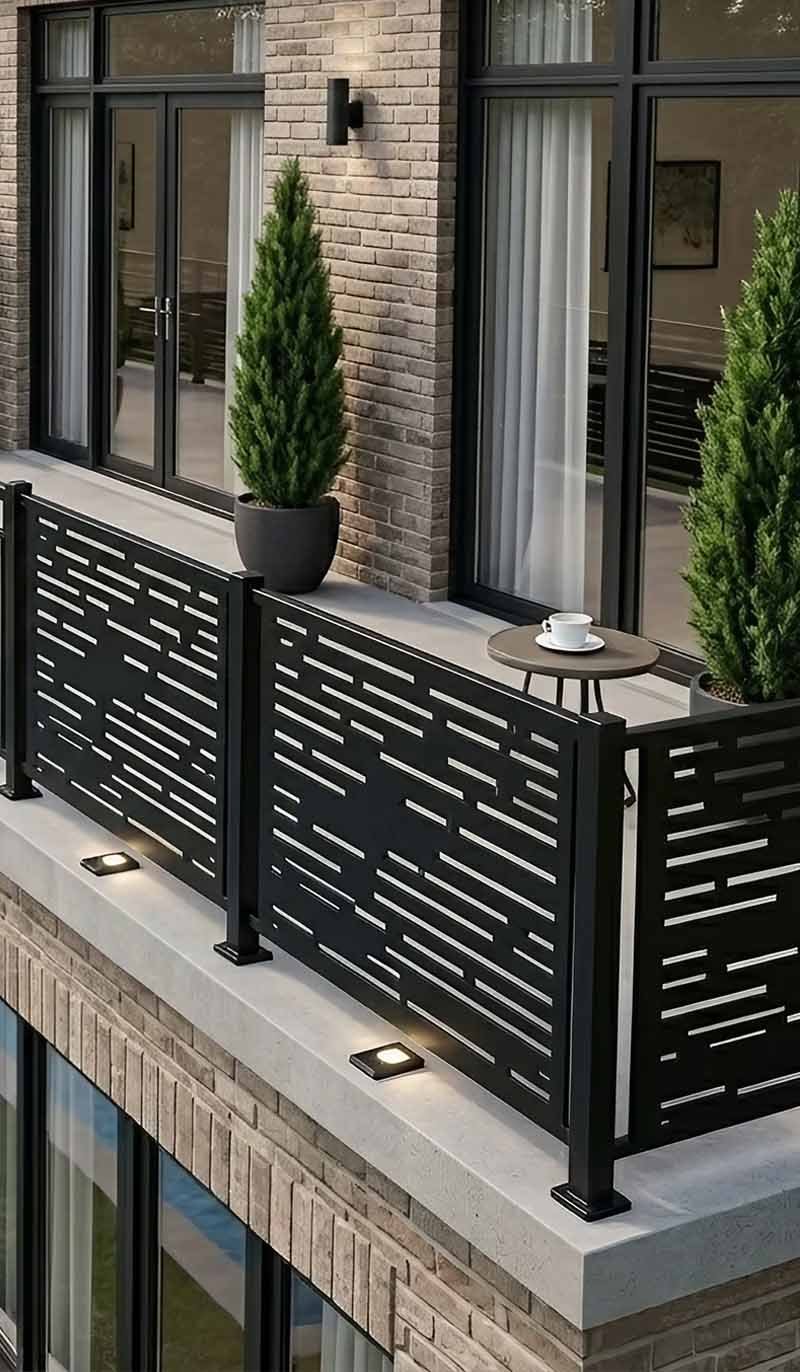CNC laser-cut metal railing for tailored balustrade projects
