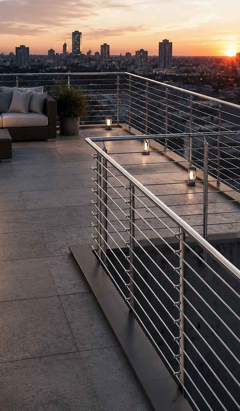 Custom stainless steel balustrades and railings featured in an architectural project