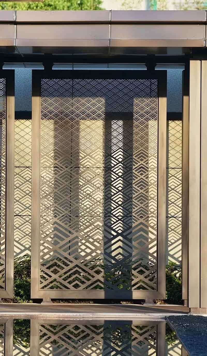 Stainless steel laser-cut screen panels for customized architectural design