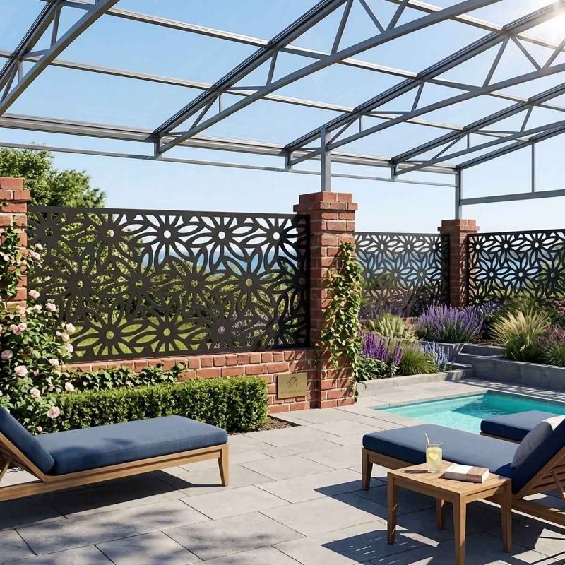 Custom decorative metal fence panels for architectural projects