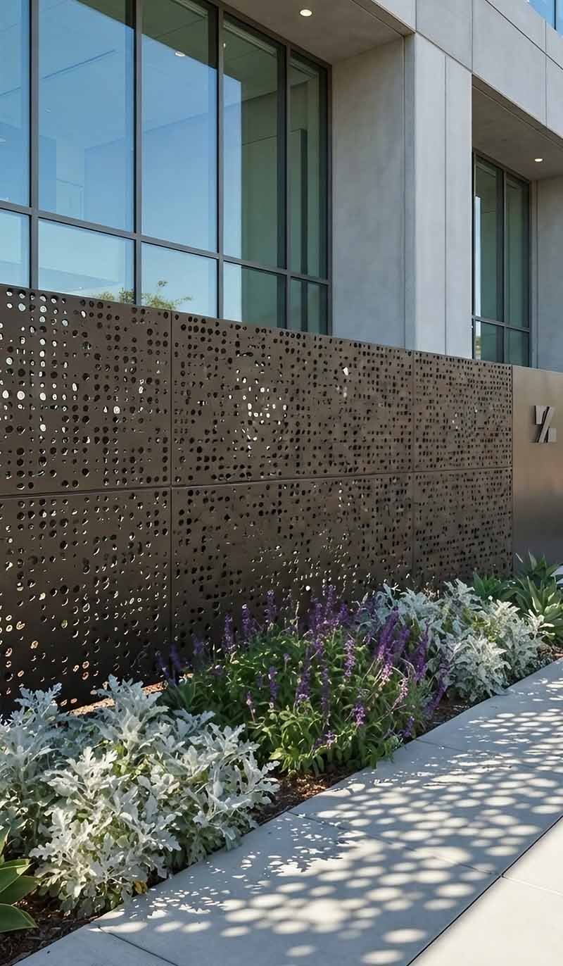 Perforated metal fence panels for architectural project