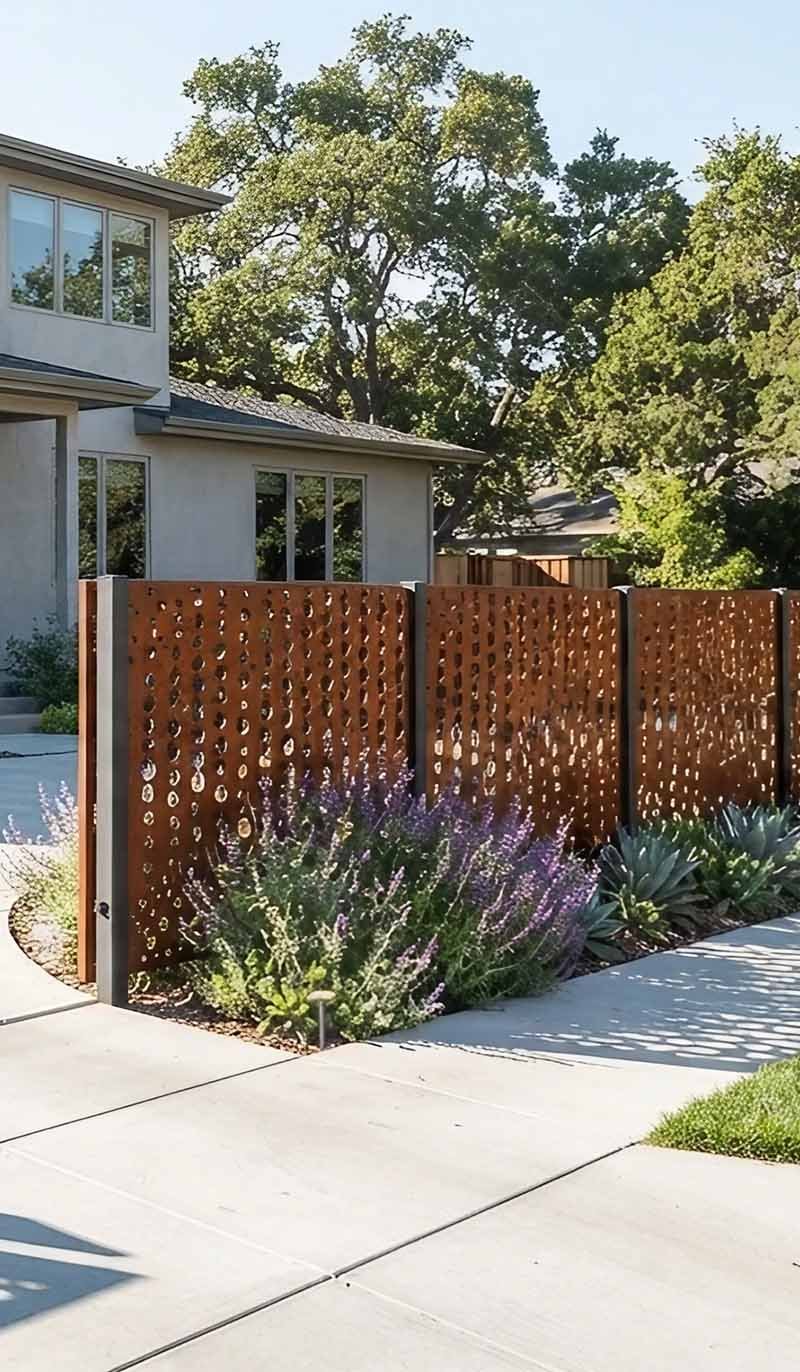 Perforated metal fence panels used in architectural project
