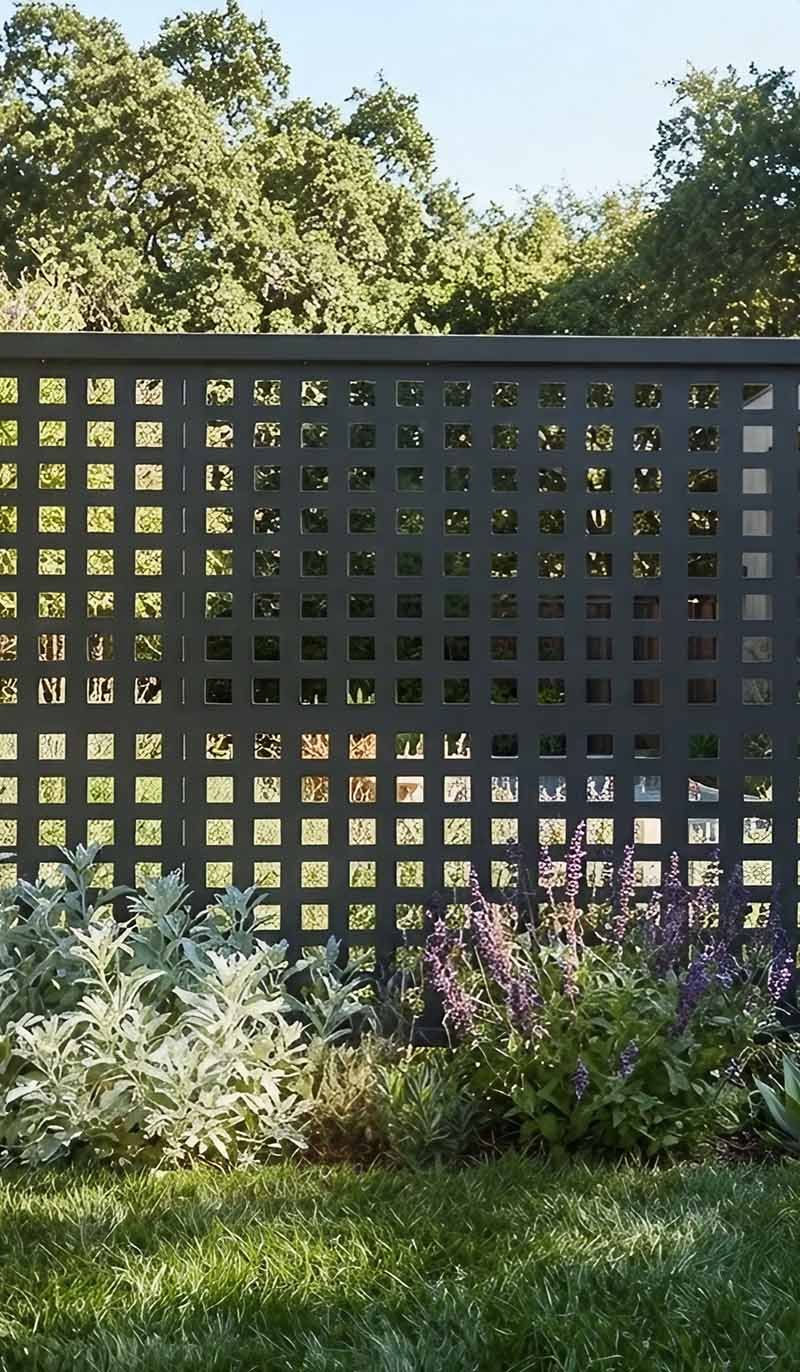 Custom perforated metal fence panels for architectural project